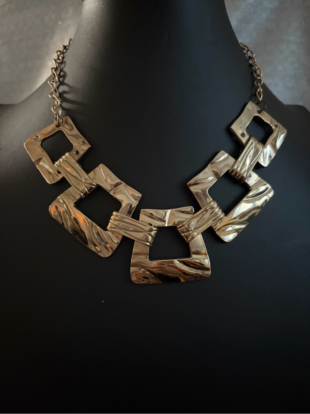 Gold Geometric Statement Necklace - Unbranded
